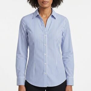 Express THE Essential Shirt Striped Stretch Button-Up Shirt Women Size M
